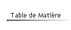 Table de Matière